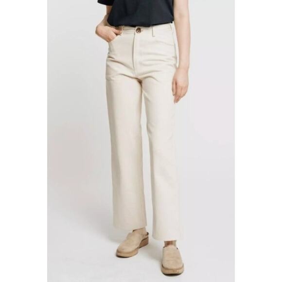 Laude the Label Camp High Rise Straight Leg Pants in Bone Cream Size 10 - Picture 1 of 8